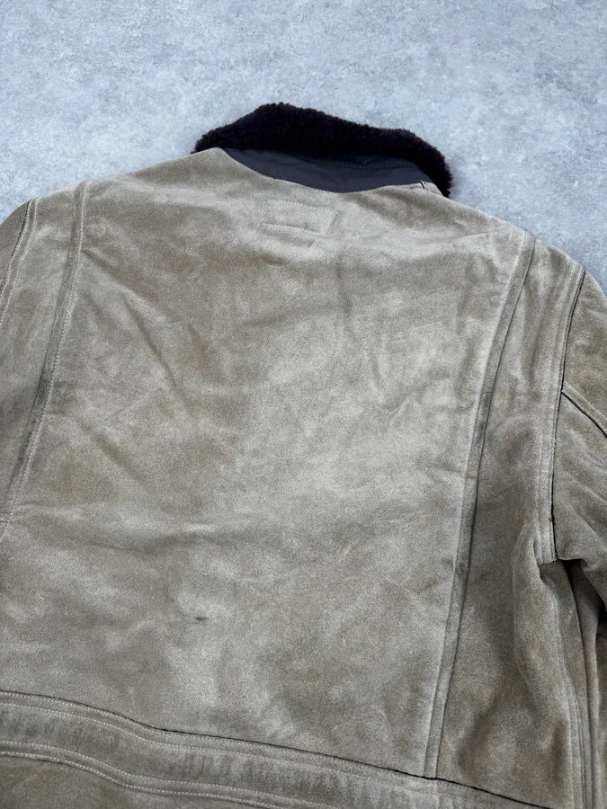 1990s Armani Beige Shearling Leather Jacket tbOktxx 6