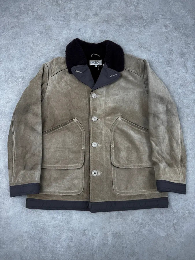 1990s Armani Beige Shearling Leather Jacket tbOktxx 2