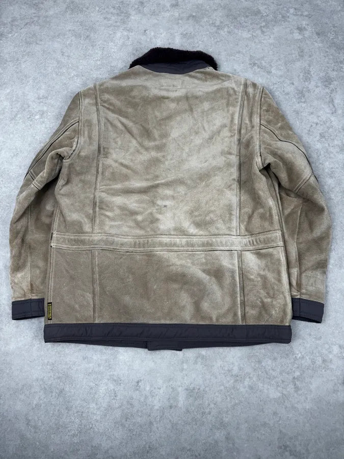 1990s Armani Beige Shearling Leather Jacket tbOktxx 3