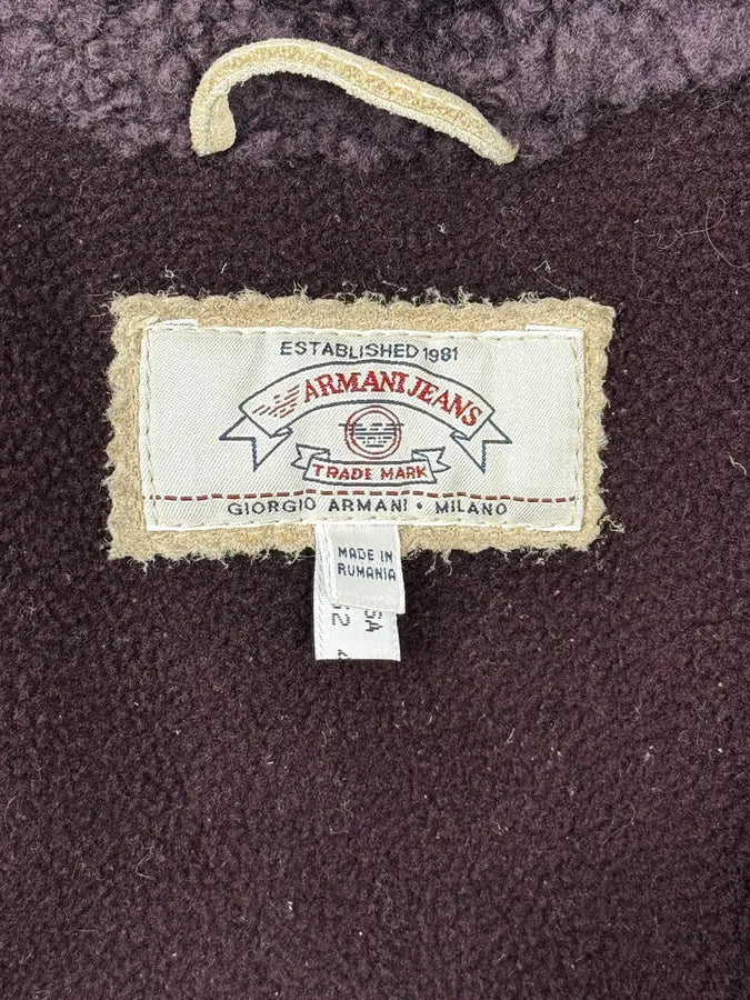 1990s Armani Beige Shearling Leather Jacket tbOktxx 11