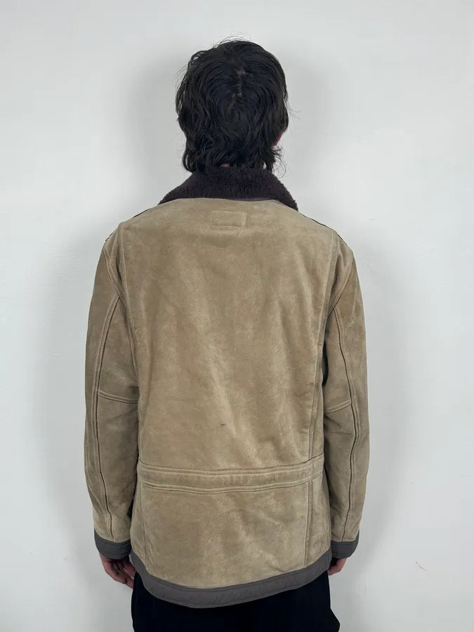 1990s Armani Beige Shearling Leather Jacket tbOktxx 1