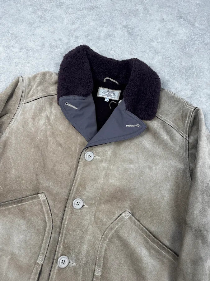 1990s Armani Beige Shearling Leather Jacket tbOktxx 4