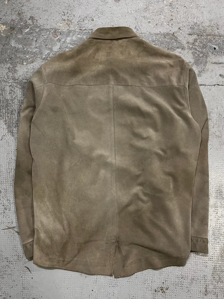 1990s Armani Beige Suede Leather Shirt mXoaahs 6