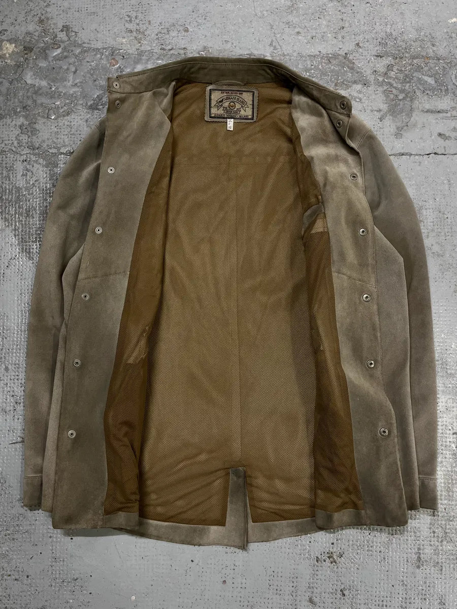 1990s Armani Beige Suede Leather Shirt mXoaahs 7