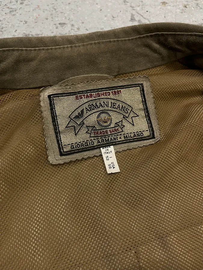 1990s Armani Beige Suede Leather Shirt mXoaahs 8