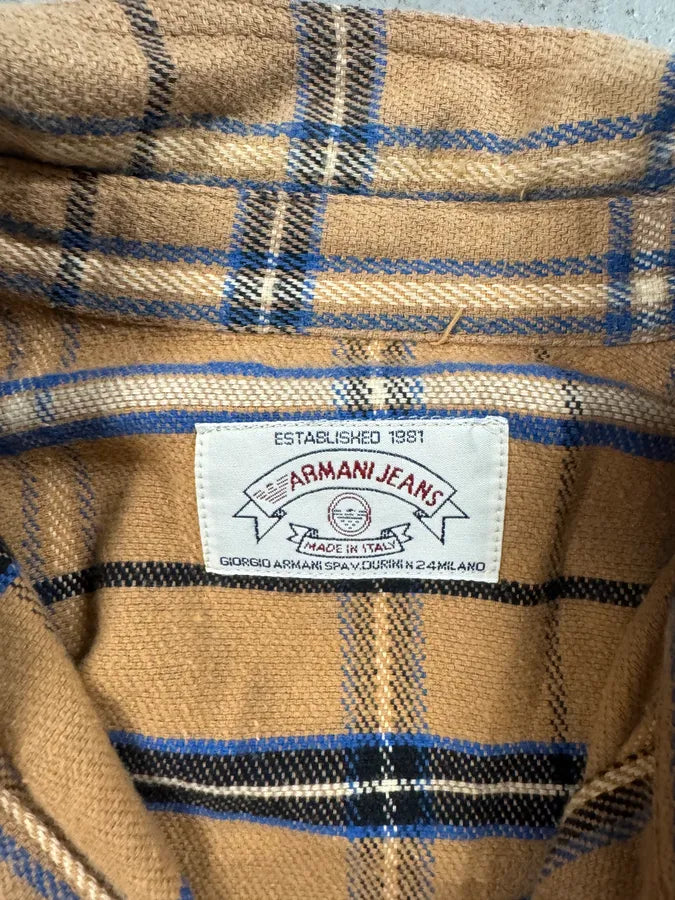 1990s Armani Beige Tartan Shirt (M/L) 3