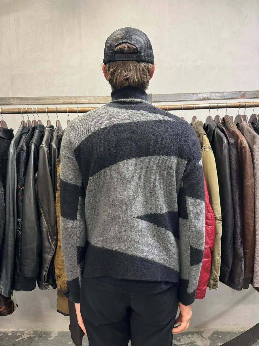 1990s Armani Black & Grey Striped Turtleneck (XS/S) 3