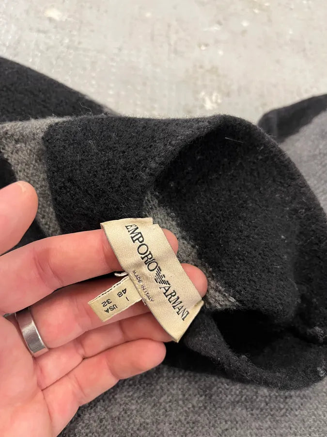 1990s Armani Black & Grey Striped Turtleneck (XS/S) 4