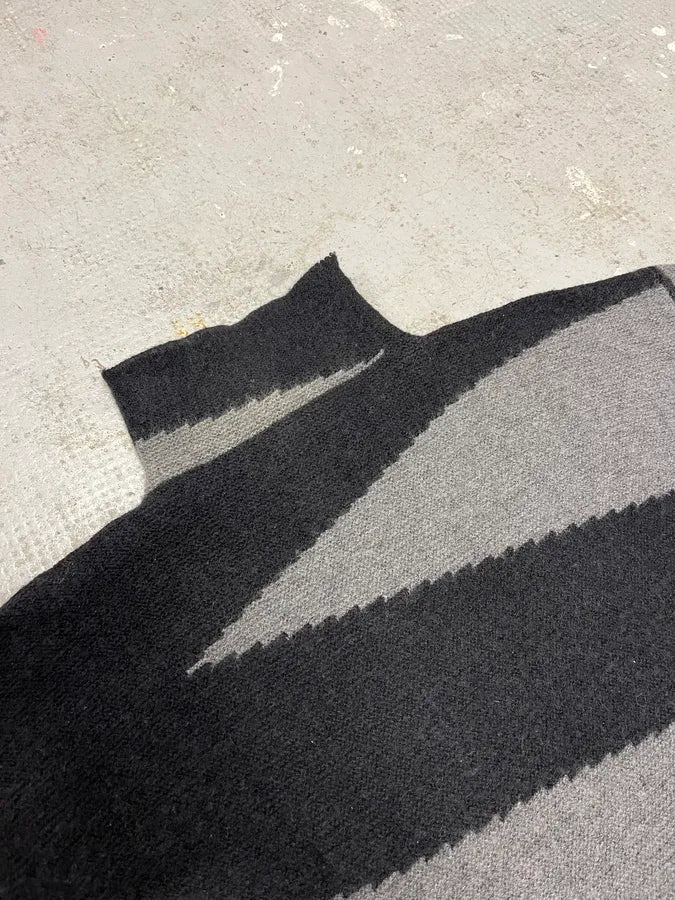 1990s Armani Black & Grey Striped Turtleneck (XS/S) 5