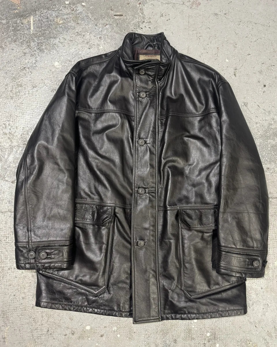 1990s Armani Black Imperial Premium Leather Jacket (M) 0