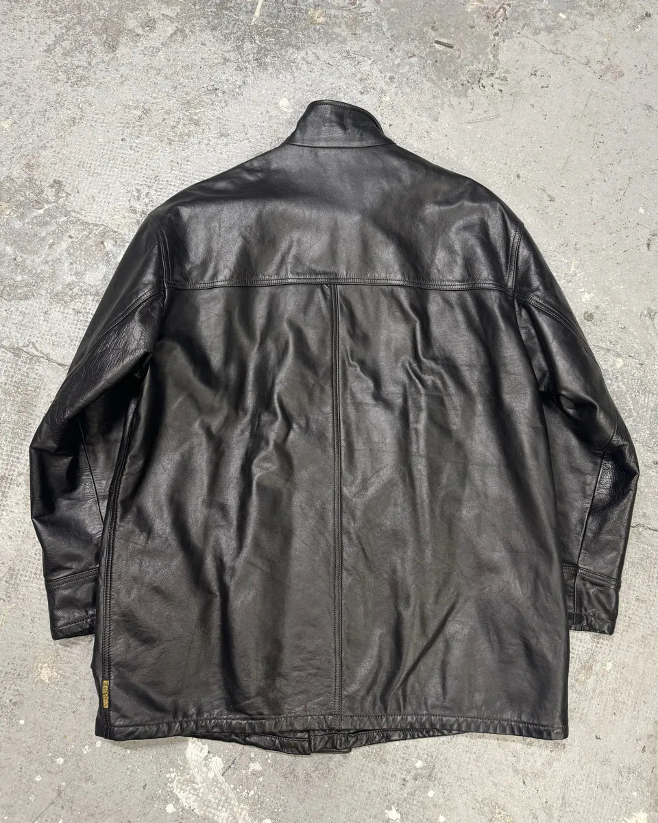 1990s Armani Black Imperial Premium Leather Jacket (M) 2