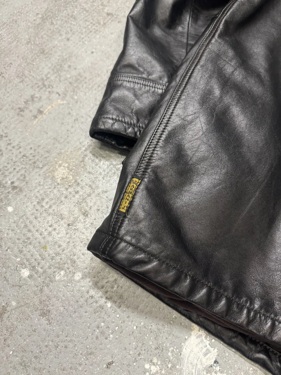 1990s Armani Black Imperial Premium Leather Jacket (M) 3