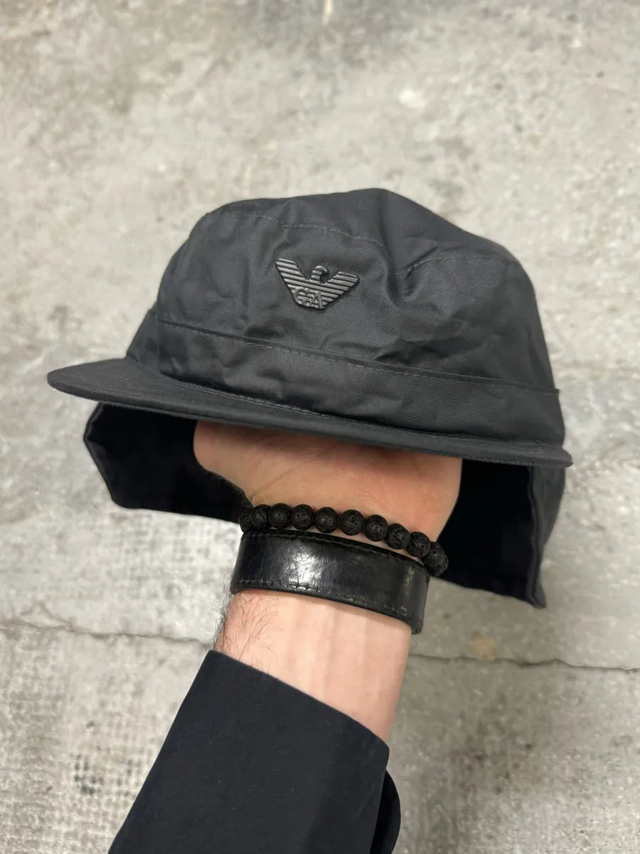 1990s Armani Black Military Contemporary Hat (OS) 0
