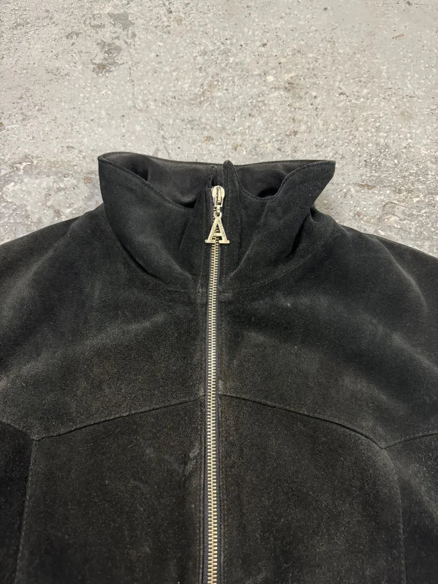 1990s Armani Black Suede Leather Premium Vest (S/M) wQqailL 6