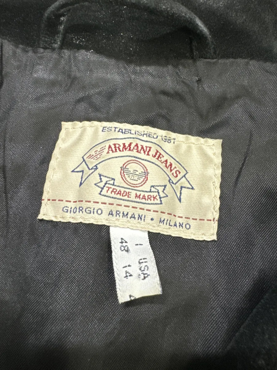 1990s Armani Black Suede Leather Premium Vest (S/M) wQqailL 8