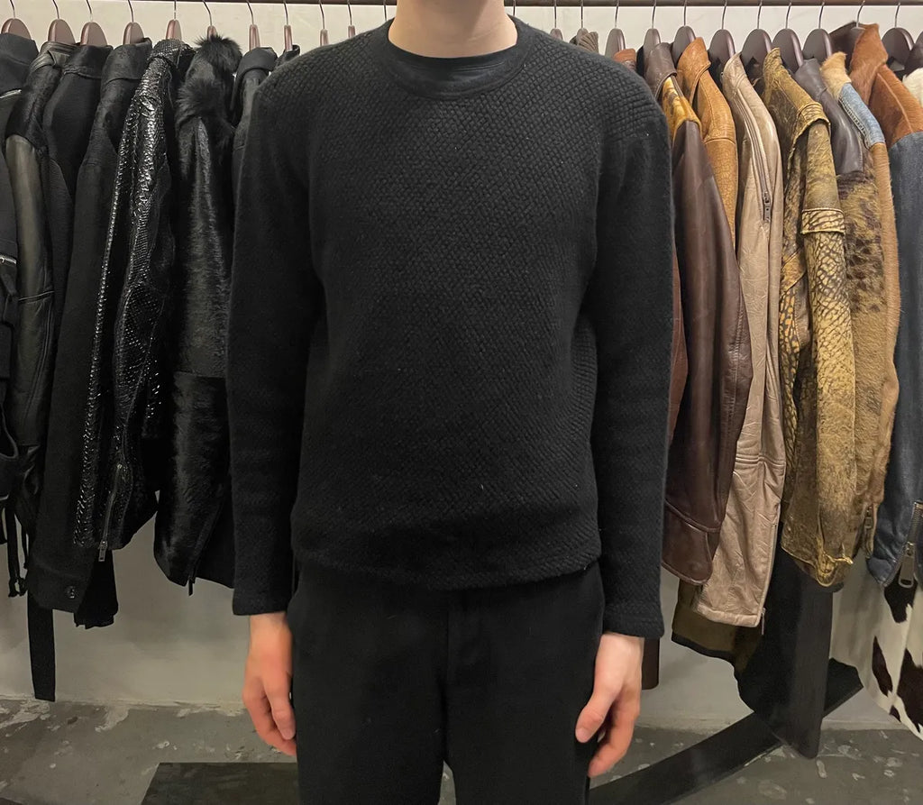 1990s Armani Black Textured Sweater (S) rQHdeLp 1