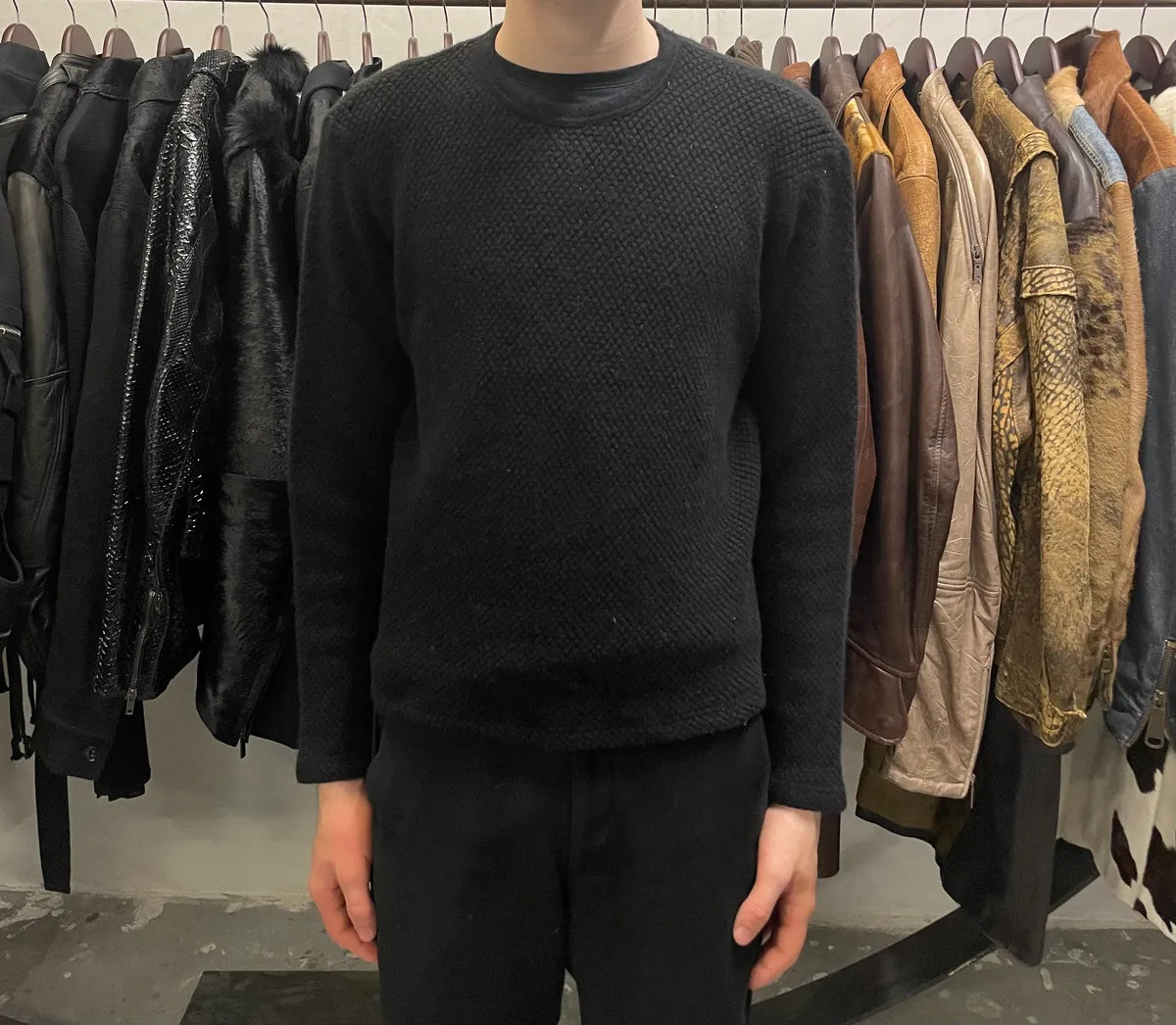 1990s Armani Black Textured Sweater (S) rQHdeLp 1