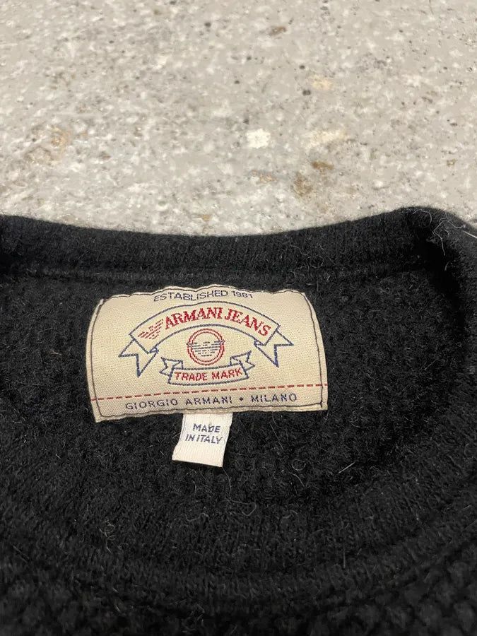 1990s Armani Black Textured Sweater (S) rQHdeLp 7