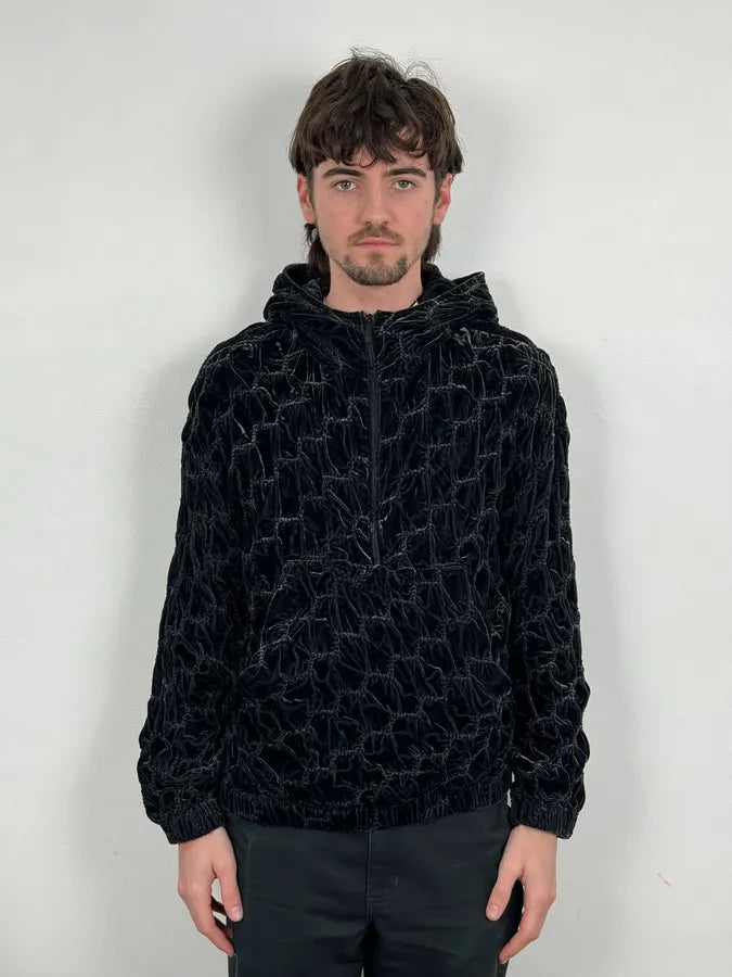 2010s Emporio Armani Black Wool Relief Hooded Jacket WtRUDml 1
