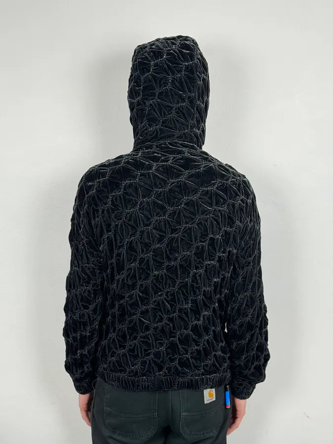 2010s Emporio Armani Black Wool Relief Hooded Jacket WtRUDml 2