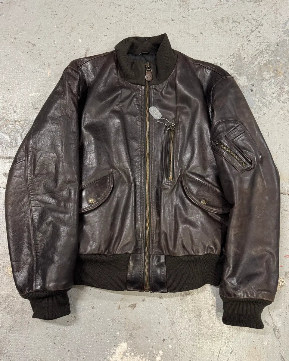 1990s Armani Brown Imperial Pure Italian Leather Jacket (M/L) 0