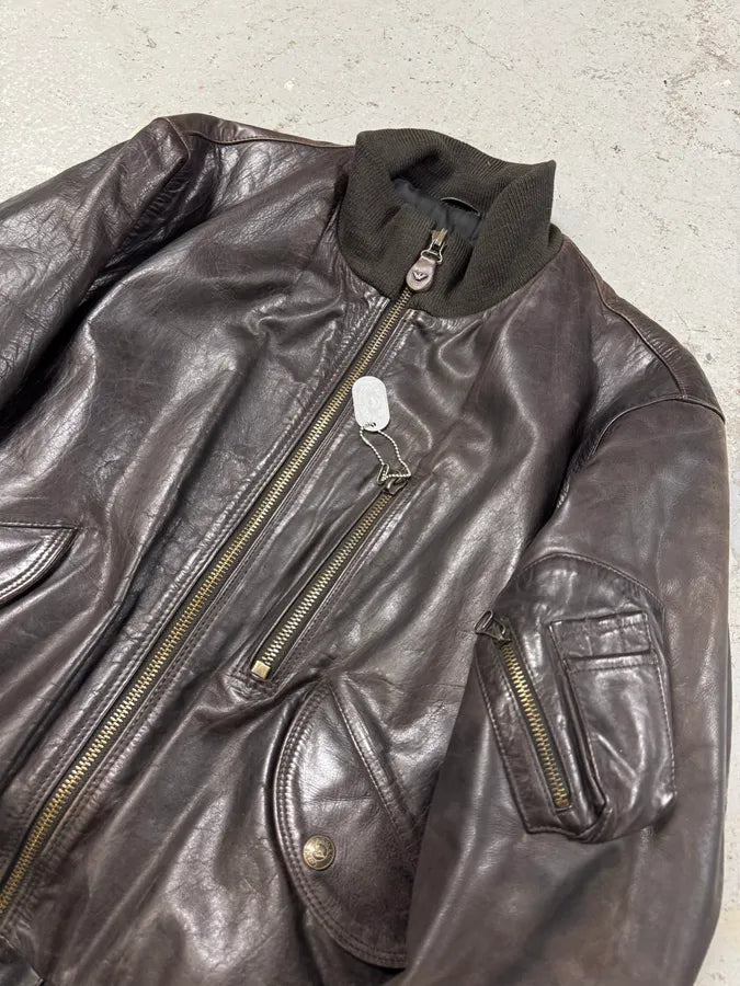 1990s Armani Brown Imperial Pure Italian Leather Jacket (M/L) 1