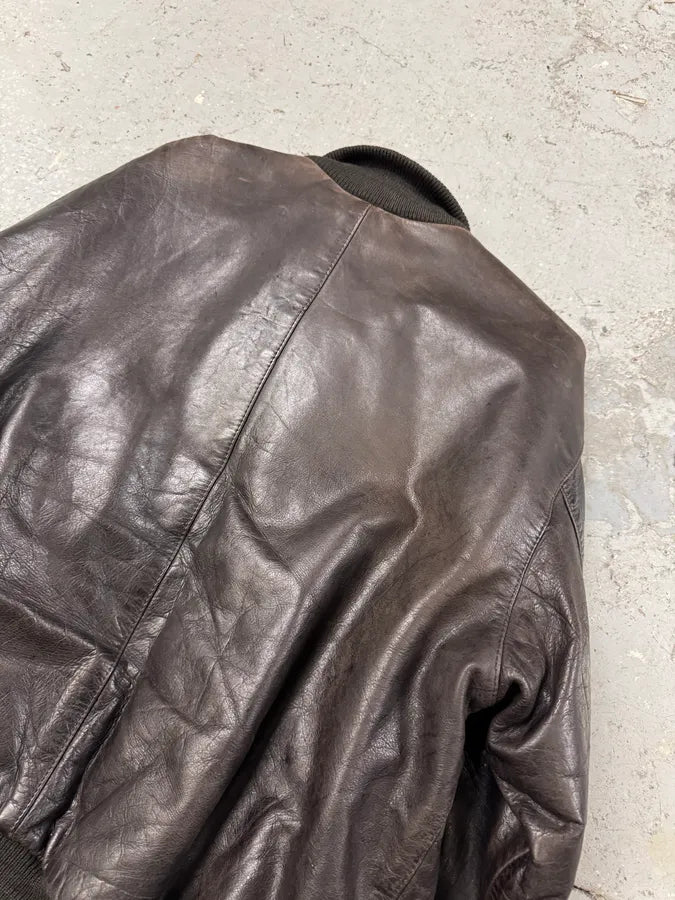 1990s Armani Brown Imperial Pure Italian Leather Jacket (M/L) 8