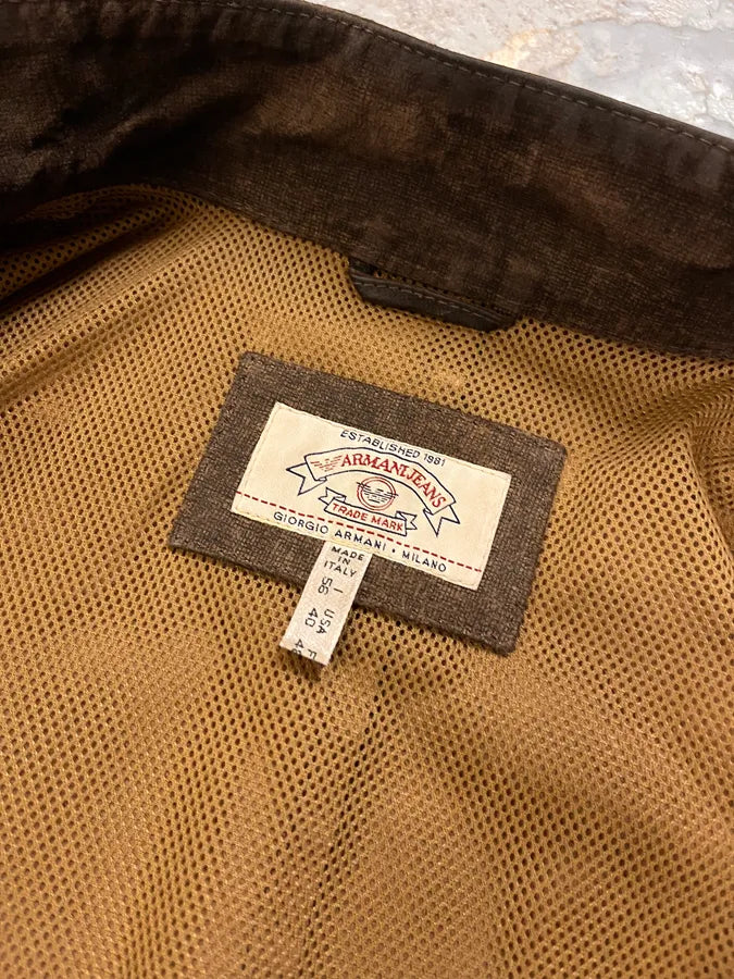 1990s Armani Brown Light Leather Classy Jacket NtgdVMg 8