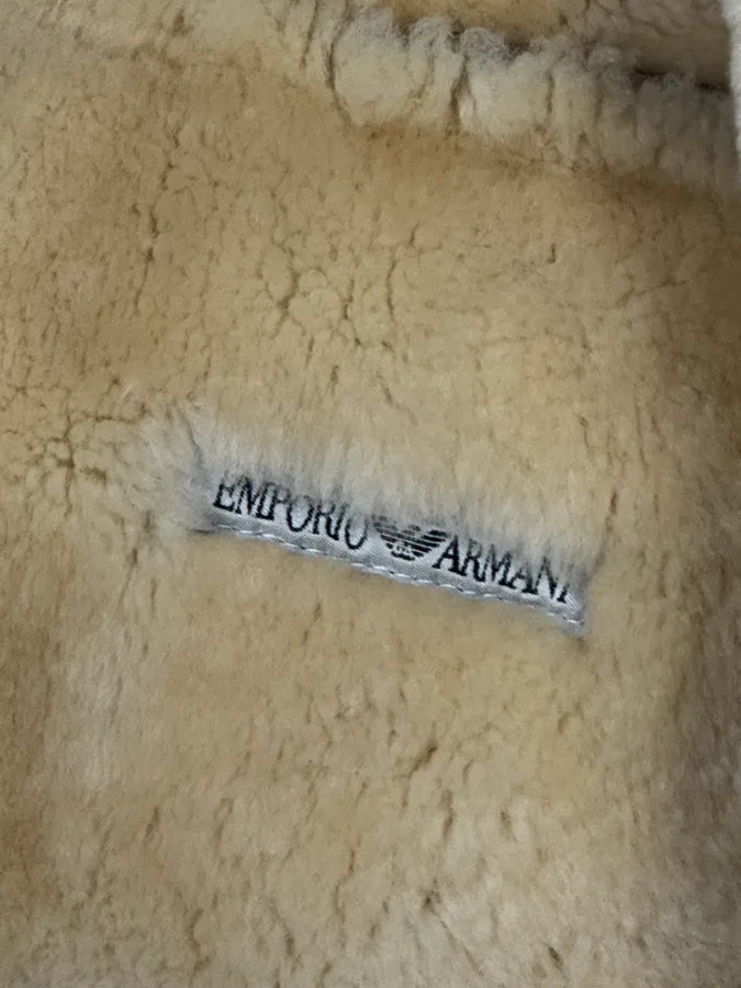 1990s Armani Brown Shearling Aviator Bomber Jacket DgLYAdA 11