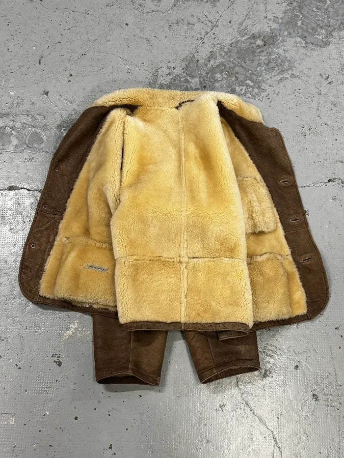 1990s Armani Brown Shearling Aviator Bomber Jacket DgLYAdA 6