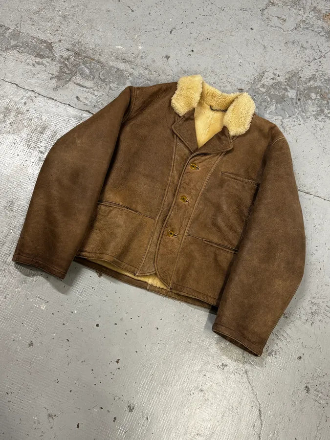 1990s Armani Brown Shearling Aviator Bomber Jacket DgLYAdA 4