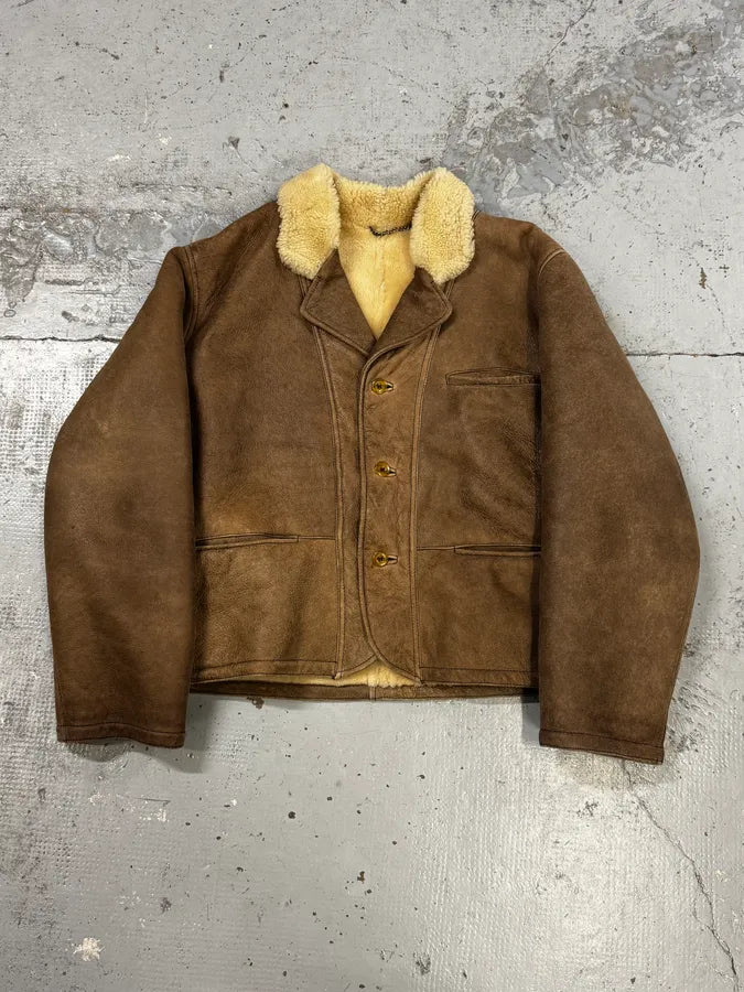 1990s Armani Brown Shearling Aviator Bomber Jacket DgLYAdA 0