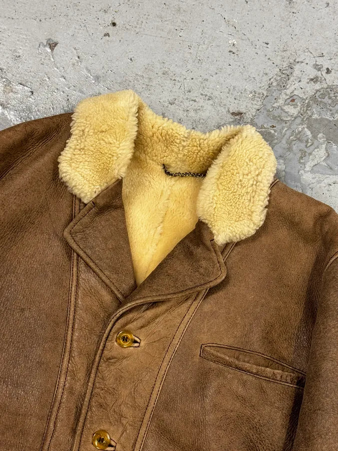 1990s Armani Brown Shearling Aviator Bomber Jacket DgLYAdA 7