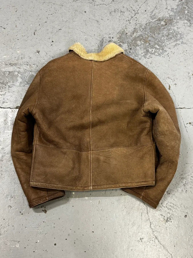 1990s Armani Brown Shearling Aviator Bomber Jacket DgLYAdA 3