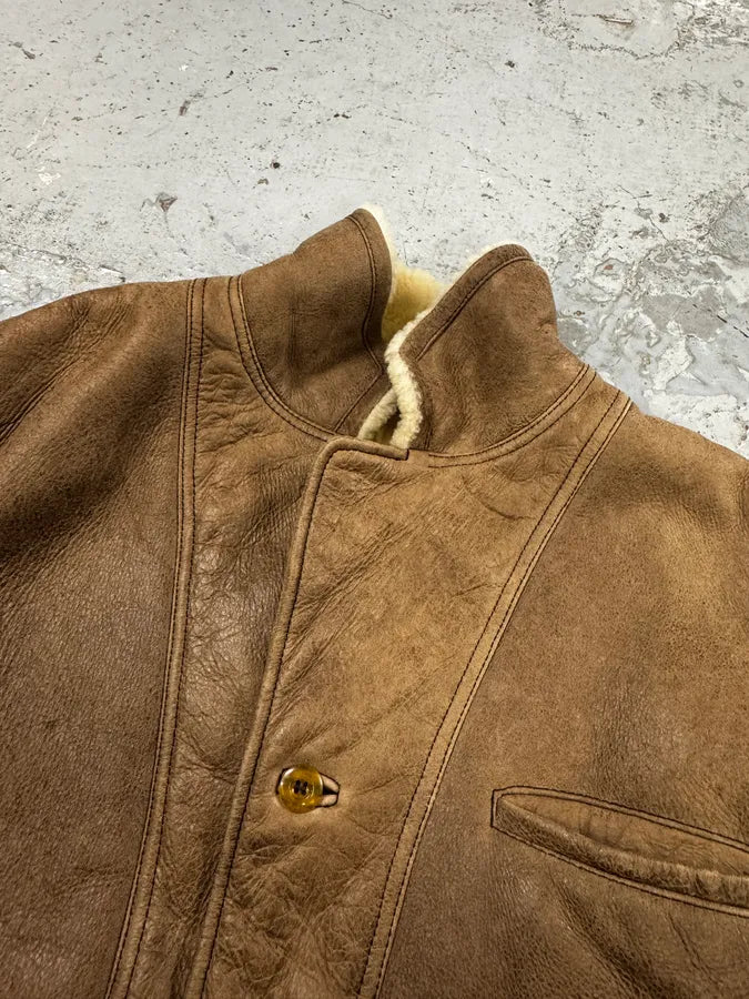 1990s Armani Brown Shearling Aviator Bomber Jacket DgLYAdA 8