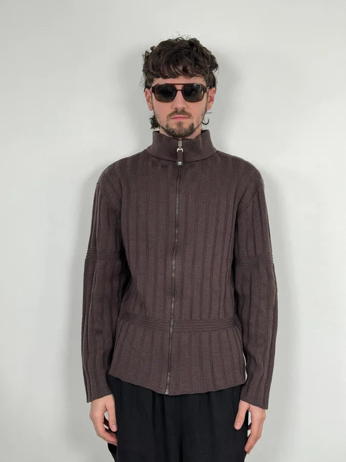 1990s Armani Brown Wool Zip-up Jacket LBPqKqU 0