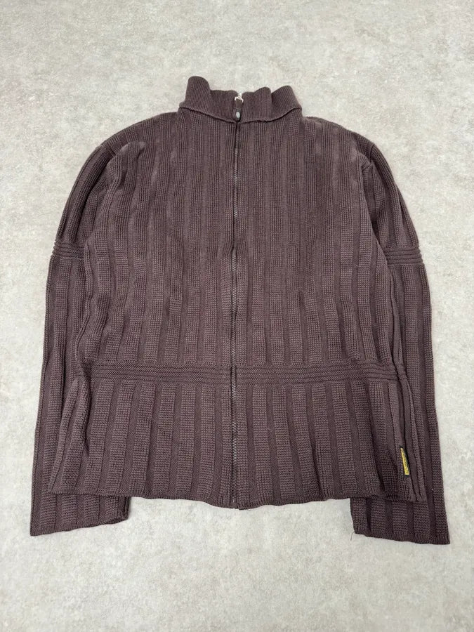 1990s Armani Brown Wool Zip-up Jacket LBPqKqU 1