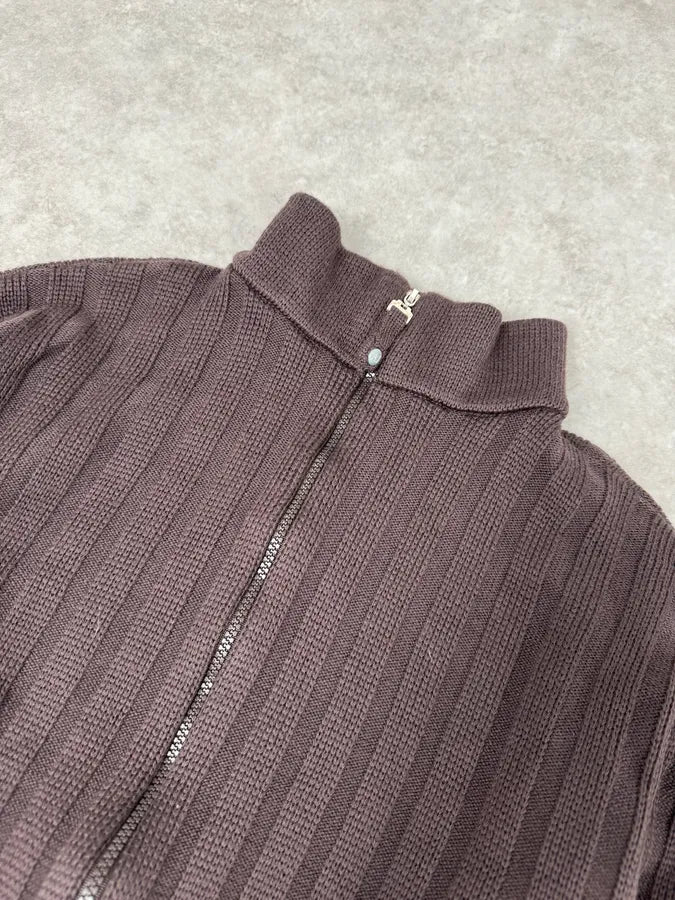 1990s Armani Brown Wool Zip-up Jacket LBPqKqU 3