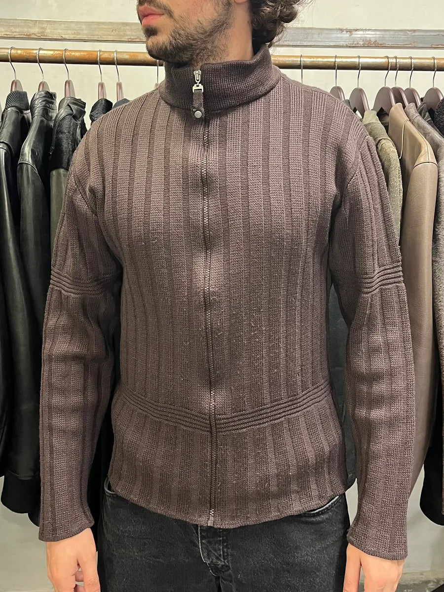 1990s Armani Brown Zip-up Sweater (M) Ydhxbzh 0