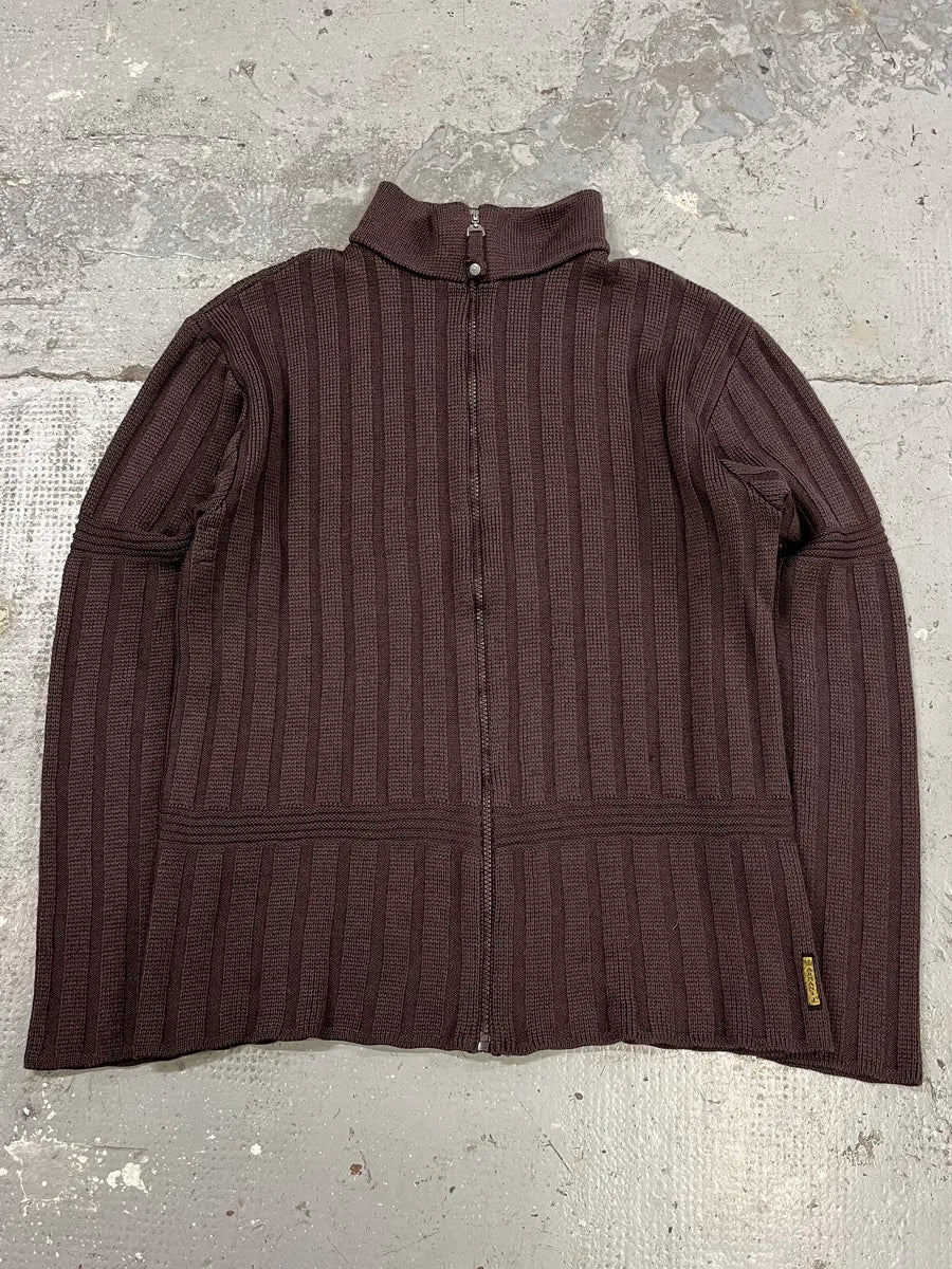 1990s Armani Brown Zip-up Sweater (M) Ydhxbzh 1