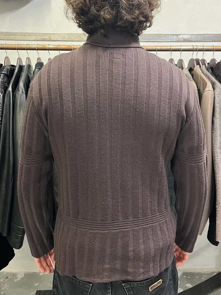1990s Armani Brown Zip-up Sweater (M) Ydhxbzh 2