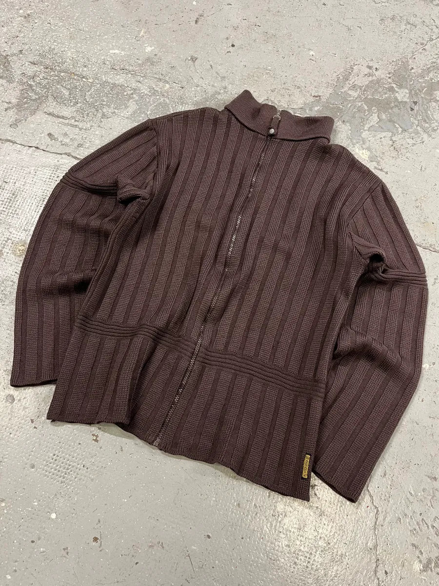 1990s Armani Brown Zip-up Sweater (M) Ydhxbzh 3