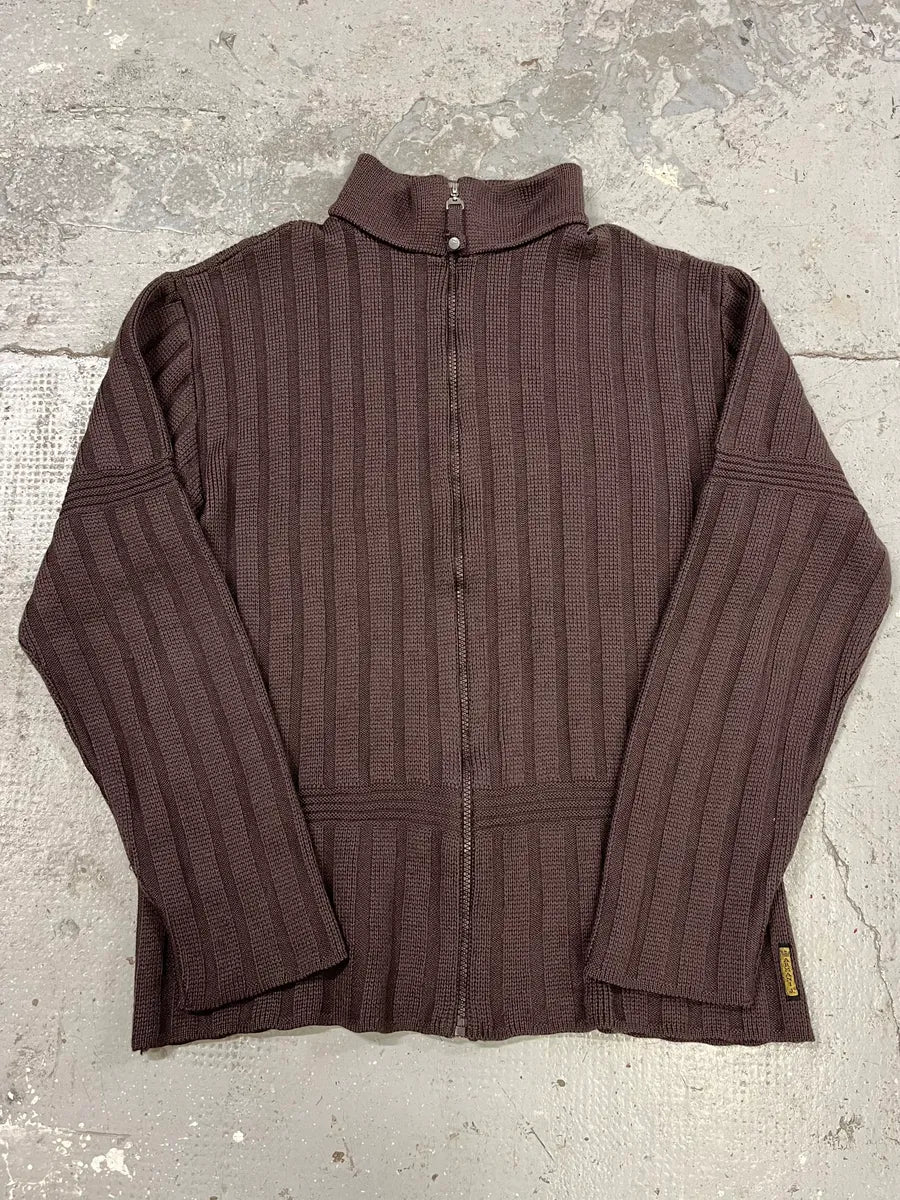 1990s Armani Brown Zip-up Sweater (M) Ydhxbzh 4
