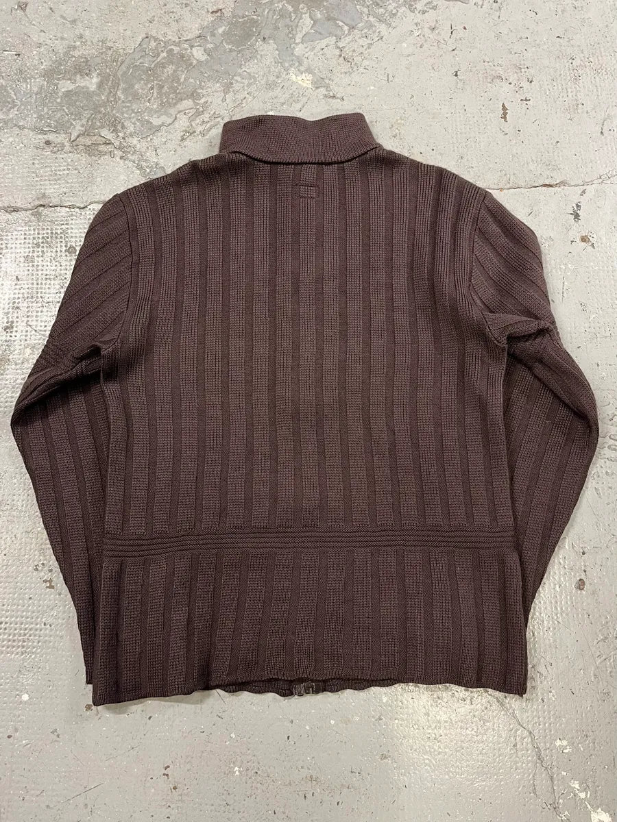 1990s Armani Brown Zip-up Sweater (M) Ydhxbzh 7