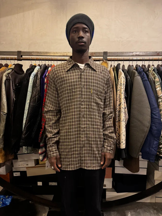 1990s Armani Checkered Khaki Green Shirt FnHCFoK 1