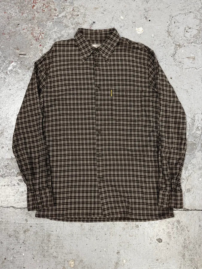 1990s Armani Checkered Khaki Green Shirt FnHCFoK 0