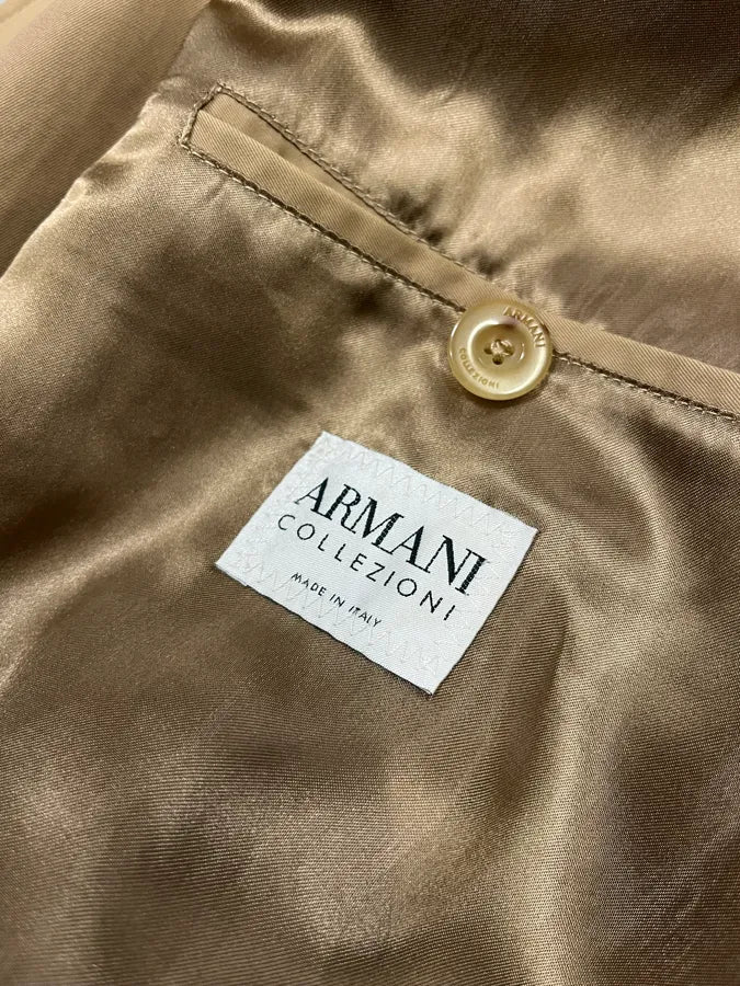 1990s Armani Collezioni Beige Trench Gabardine Coat XeLFxun 8