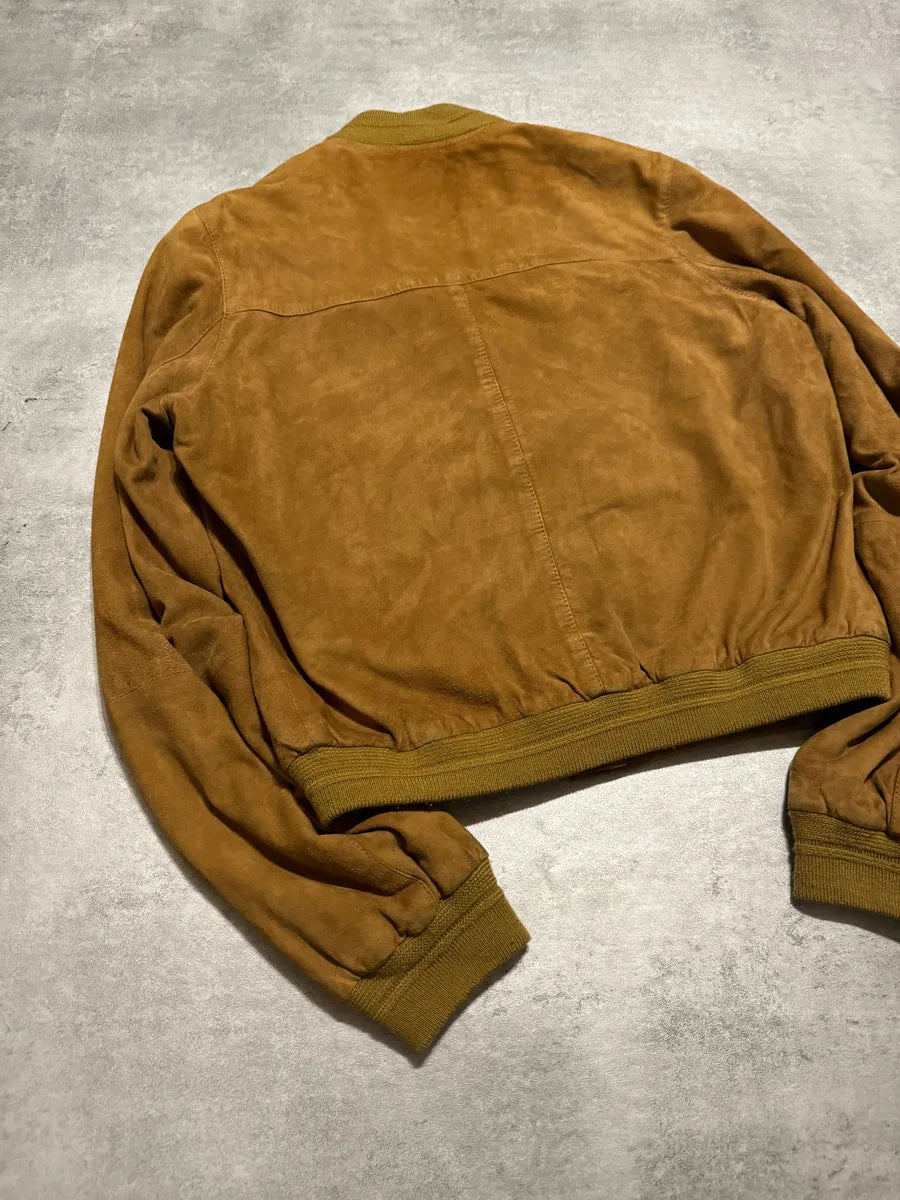 1990s Armani Collezioni Camel Leather Jacket CPdmWln 2