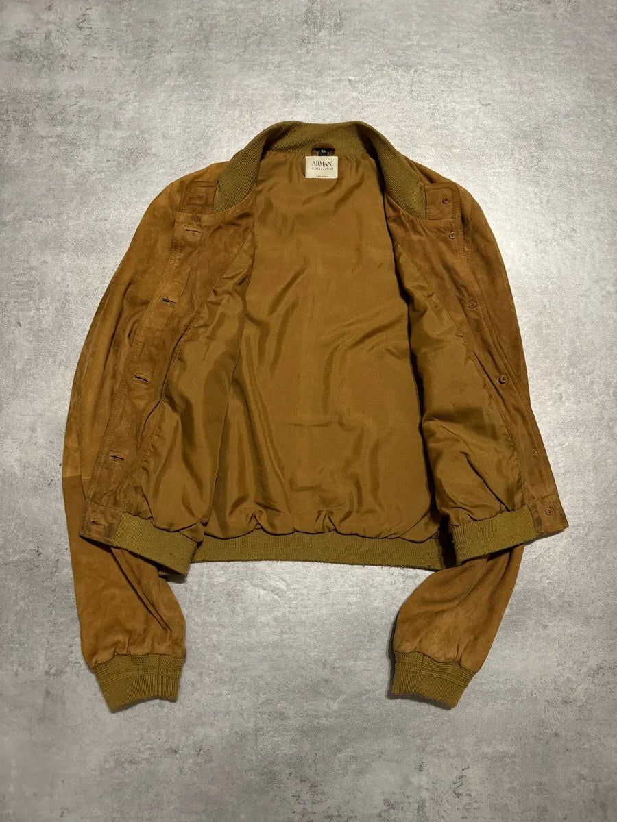 1990s Armani Collezioni Camel Leather Jacket CPdmWln 4