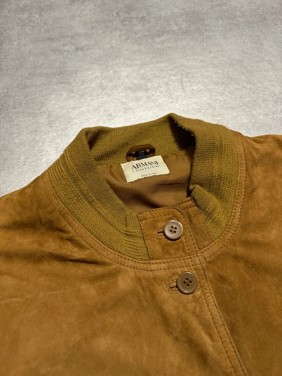 1990s Armani Collezioni Camel Leather Jacket CPdmWln 6